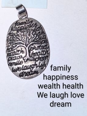 Tree of Life Oval Pendant Necklace - Silver Tone